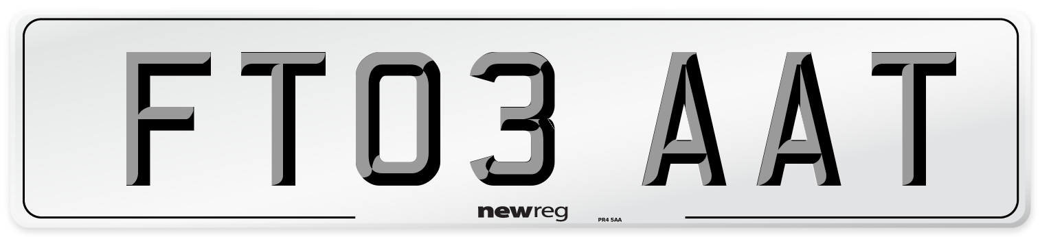 FT03 AAT Number Plate from New Reg
